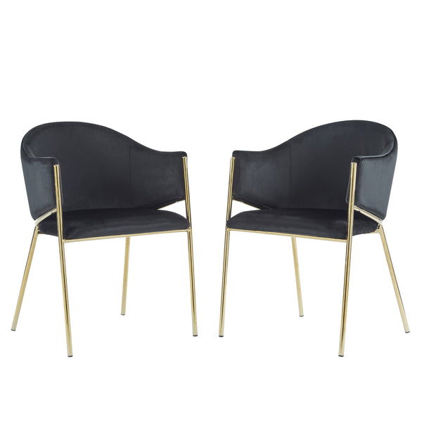 English Elm Christopher Knight Home® - Modern Velvet Upholstered Dining Chair with Plush Velvet Seat and Sleek Metallic Frame for Comfort Black,Gold 32.25 L x 23.75 W x 21.25 H N776P224512B