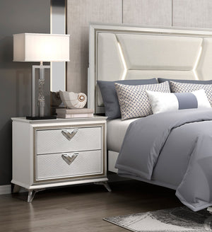 English Elm Antique White 2-Drawer Nightstand 31x19x27.5" Luxury Modern Bedroom Storage with Soft-Close Drawers B011P270975