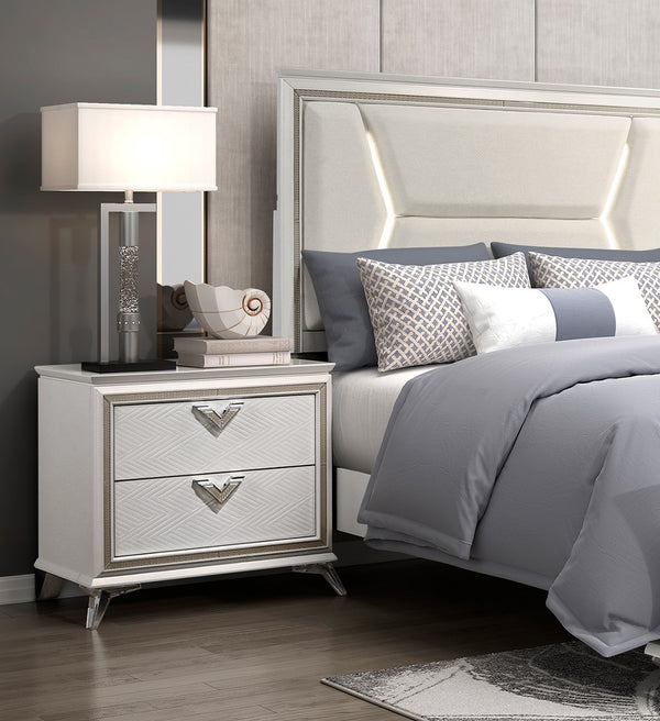 English Elm Antique White 2-Drawer Nightstand 31x19x27.5" Luxury Modern Bedroom Storage with Soft-Close Drawers B011P270975