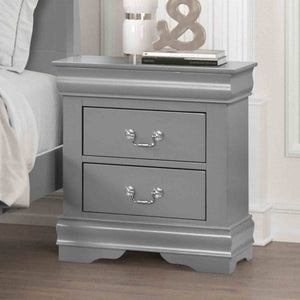 English Elm Light Gray Contemporary Nightstand Solid Rubberwood Dovetail Drawer Bedroom Storage Gray B2741P433361