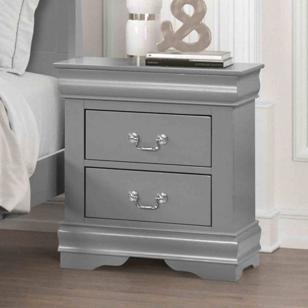 English Elm Light Gray Contemporary Nightstand Solid Rubberwood Dovetail Drawer Bedroom Storage Gray B2741P433361