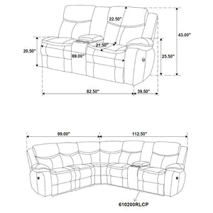 English Elm Salerno Power Reclining Sectional with Channel Tufting and Wall Hugger Leatherette Design B062S01769