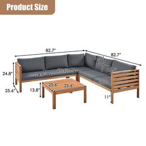 English Elm <old Acacia Wood Outdoor Sectional Sofa Set with Uv Resistant Cushions for Patio Deck N704G201207E
