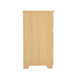 English Elm Modern Six Drawer Dresser with Wave Panel Fronts Handleless Design for Bedroom Natural W409P371357