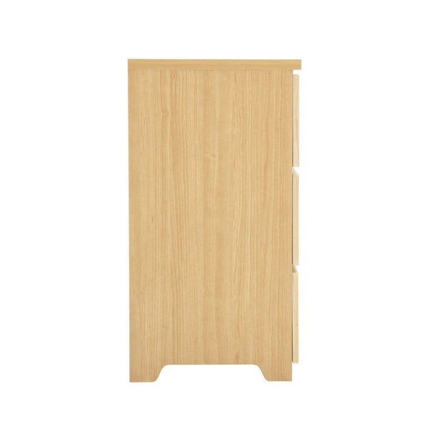English Elm Modern Six Drawer Dresser with Wave Panel Fronts Handleless Design for Bedroom Natural W409P371357