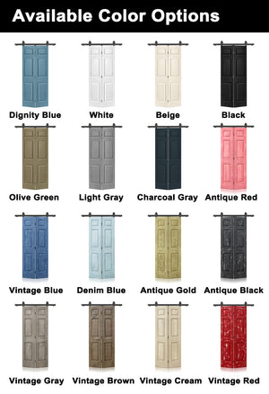 English Elm 24 in Primed Mdf Bi-fold Barn Door with Raised 6-panel Profile and Sliding Hardware Black B2763P491009