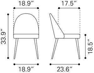 Silloth Armless Dining Chair - Set of 2 Gray 110118 Zuo Modern
