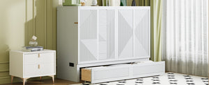 English Elm Full Size Murphy Bed Cabinet with Usb Charging Drawer and Rolling Base for Studios LP000597AAK