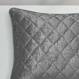 Intelligent Design Felicia Glam/Luxury Velvet Quilt Set ID13-2142 Grey