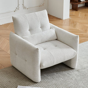 English Elm Ergonomic Tufted Velvet Accent Chair Solid Wood Frame with Lumbar Support Compact Seating Beige W1765P366978