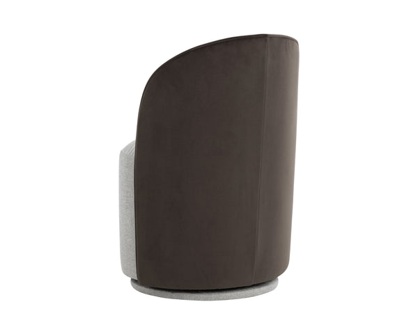 Sunpan Cavoli Swivel Dining Chair - Elegant Belfast Heather Grey With Stylish Meg Ash Contrast Finish Grey Fabric 112028