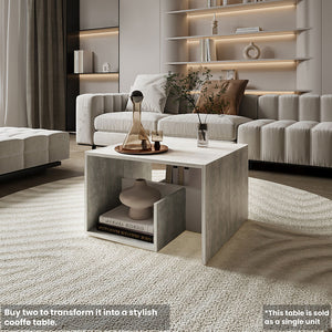 English Elm Side Table Sallis — Compact Engineered Wood Accent Table with Open Shelf, Portable Space-Saving Design Gray B092P309175