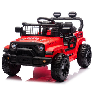 English Elm 24v Kids Ride on Car with Parental Remote Four Wheel Suspension Led Lights Bluetooth Red W1578P235082