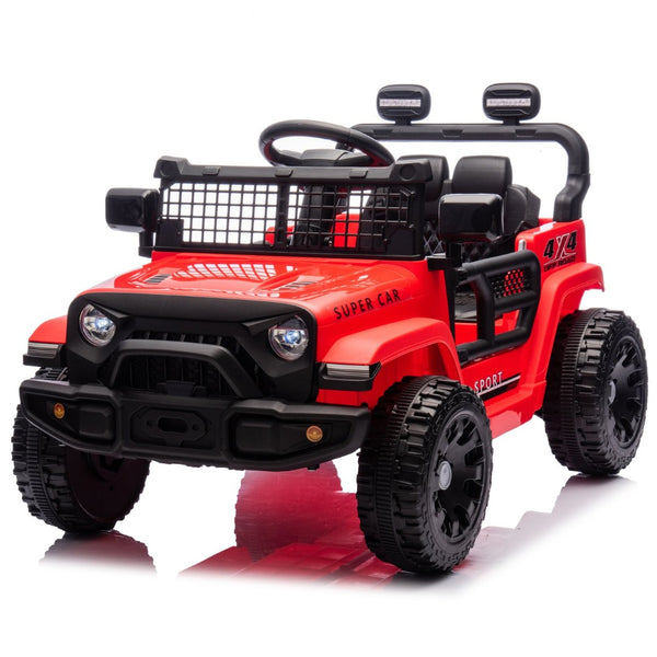 English Elm 24v Kids Ride on Car with Parental Remote Four Wheel Suspension Led Lights Bluetooth Red W1578P235082