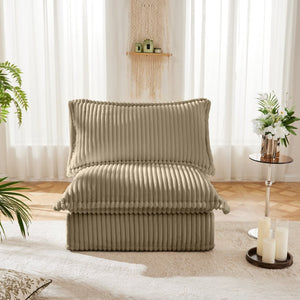 English Elm Koala Armless Corduroy Sofa Deep Seat Wraparound Back Support for Living Rooms Camel W3041P272932