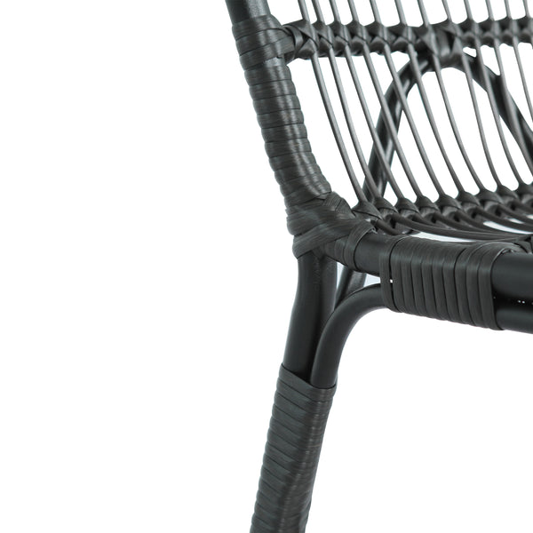 English Elm Christopher Knight Home® - Outdoor Hand-Woven PE Rattan Patio Dining Chairs Set of 2 with Iron Frame 400lb Capacity, No Assembly Required Black+ Gray N762P236169G