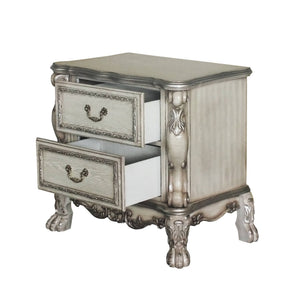English Elm Vintage Bone White Romantic 2-Drawer Nightstand with Felt-Lined Drawers, Claw Legs, Ornate Charm B062P189125