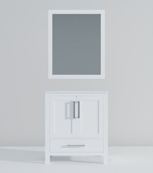 English Elm White 30 in. Bath Vanity with Cultured Marble Top, Soft-Close Drawer, Spacious Storage & 28" Mirror B2731S00776