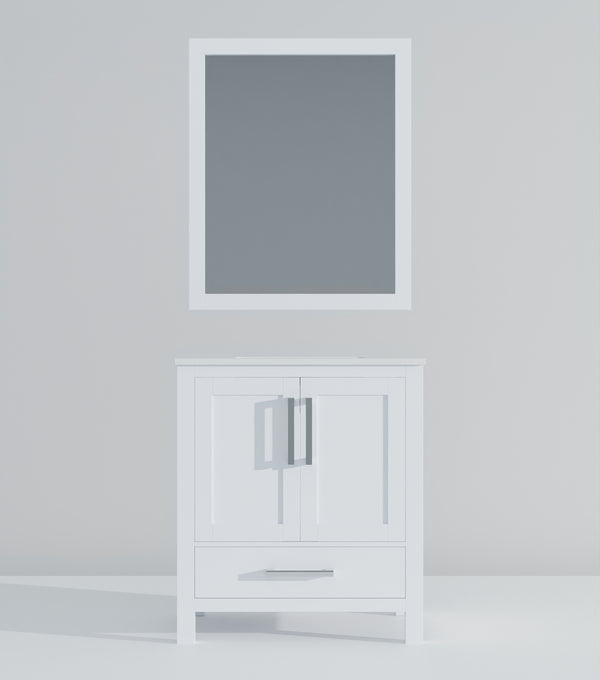 English Elm White 30 in. Bath Vanity with Cultured Marble Top, Soft-Close Drawer, Spacious Storage & 28" Mirror B2731S00776