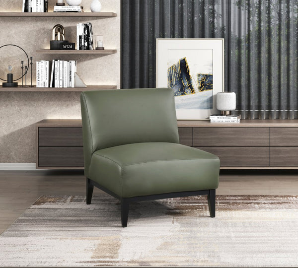English Elm Leather Slipper Chair Top Grain Leather Upholstered Accent Seat High-Density Foam Durable Comfort Green 29.5 L x 33.5 W x 26.75 H B011P315631