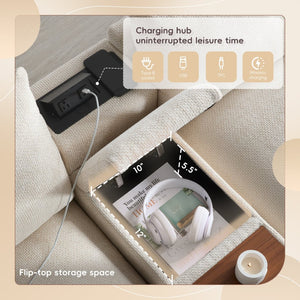 English Elm 142'' Modular Sectional Sofa - 6-Seat U-Shaped Design With Storage Ottoman & Usb Charger N723S9777A-GIGA