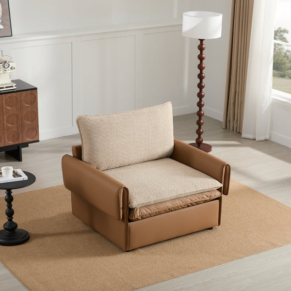 English Elm Modern Oversized Accent Chair – Versatile Single Sofa Lounge For Living Room & Bedroom Comfort W2997P294037