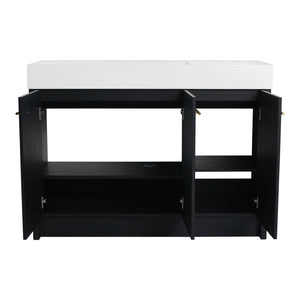 English Elm 48 Inch Freestanding Bathroom Vanity With Integrated Resin Sink & Soft-Close Doors For Storage Solutions W999S00264