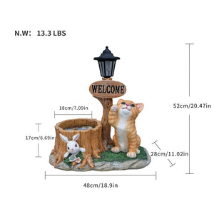 English Elm Cute Feline Resin Planter Statue for Garden Patio Balcony Whimsical Succulent Pot W5398P464245
