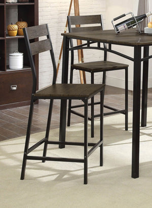 English Elm Dining Rustic Industrial 5pc Counter Height Set with Weathered Wood Seats and Sturdy Metal Frame, Casual Comfort Antique brown,Black 43 L x 41 W x 6.5 H B2741P320838