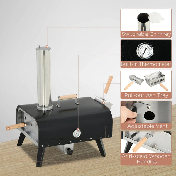 English Elm Outdoor Wood Pellet Pizza Oven with Cordierite Stone Base and Stainless Build T3971P420895