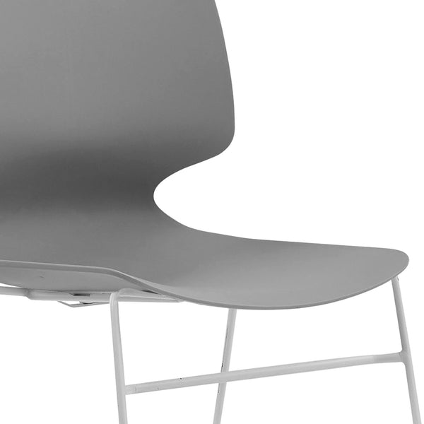 English Elm Modern Stacked Office Chair Set Ergonomic Polypropylene & Steel 4-Piece Stackable Durable Support Grey W3788P373805