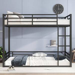 English Elm Metal Queen Over Queen Bunk Bed – Space-Saving Design For Teens & Adults, No Box Spring Needed, Black W1580S00140
