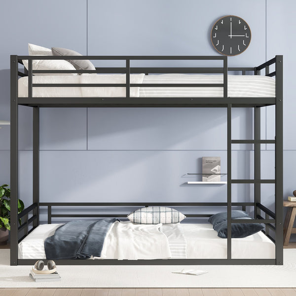 English Elm Metal Queen Over Queen Bunk Bed – Space-Saving Design For Teens & Adults, No Box Spring Needed, Black W1580S00140
