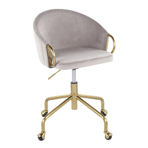 English Elm Task Chair with Black Velvet Seat and Glam Metal Base for Home Office Gold,Silver B202P474177