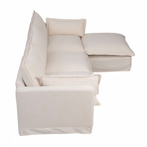 English Elm 93.31" Modular L-shaped Sectional with Movable Ottoman Chenille 4-seat Living Room Sofa Beige W2795S00034