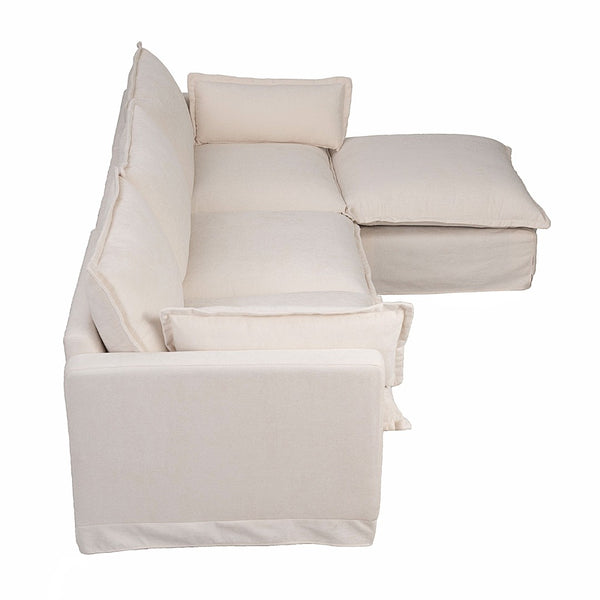 English Elm 93.31" Modular L-shaped Sectional with Movable Ottoman Chenille 4-seat Living Room Sofa Beige W2795S00034