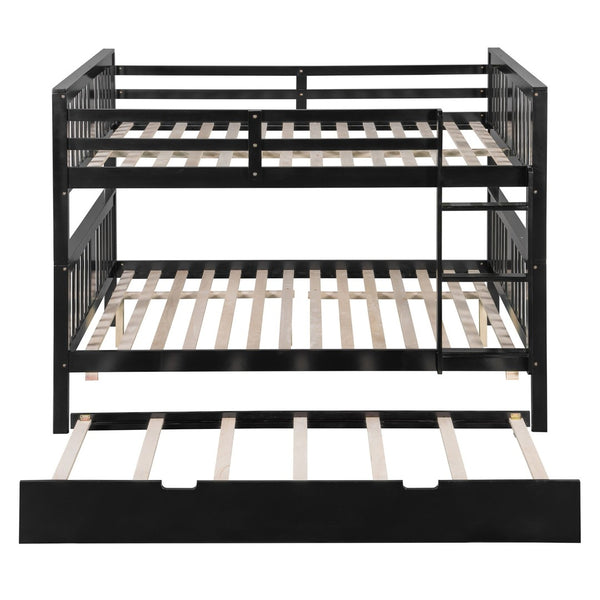 English Elm Full Over Bunk Bed with Twin Trundle Solid Pine Frame Gray Convertible LT100204AAP-1