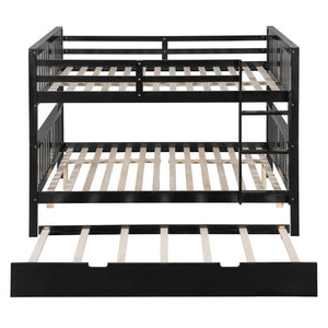 English Elm Full Over Bunk Bed with Twin Trundle Solid Pine Frame Gray Convertible LT100204AAP