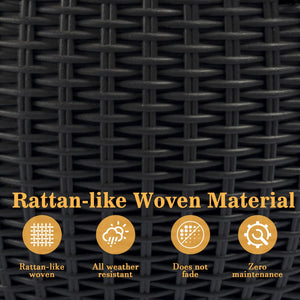 English Elm 13.4 Inch Rattan Texture Self Watering Hanging Planter with Reservoir for Balcony Black W3213P383075