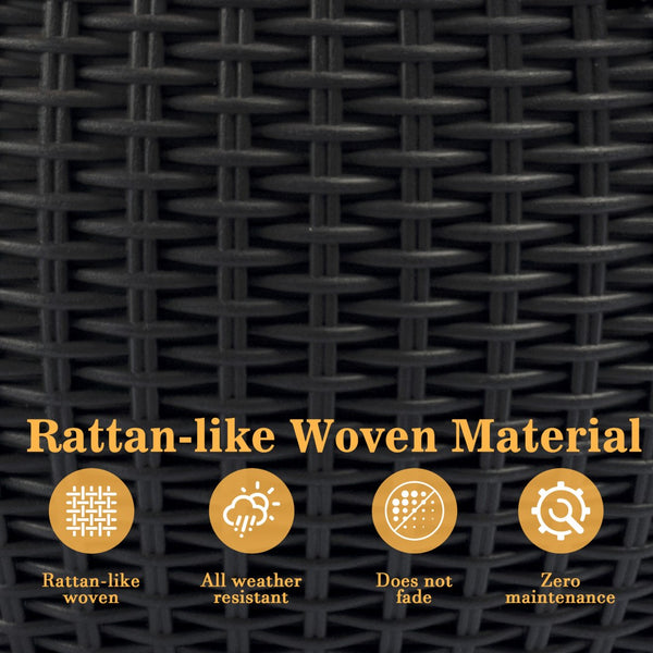 English Elm 13.4 Inch Rattan Texture Self Watering Hanging Planter with Reservoir for Balcony Black W3213P383075