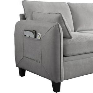English Elm 102 Inch Linen Modular Sectional Sofa with Hidden Storage and Cloud Cushion Comfort Gray W1099S00215