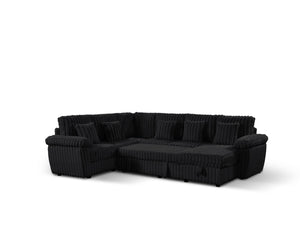English Elm 110-inch U-shaped Corduroy Sectional with Sleeper Storage and Built-in Coffee Table W2564S00054