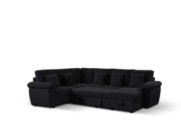 English Elm 103-inch U-shaped Corduroy Sectional with Sleeper Storage and Built-in Corner Table W2564S00140