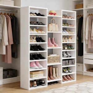 English Elm Storage Organizer Freestanding Shoe Rack 23 Shelf White Mdf Entryway Display Unit T3971P453348