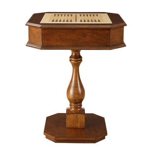 English Elm Cherry Game Table Chess Top with 2 Drawers, Sturdy Pedestal Base, Wood Veneer Finish for Playtime and Display B062P186554