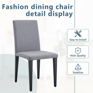 English Elm Two Linen-Cotton Dining Chairs with Sturdy Metal Legs, Breathable Upholstery and Anti-Slip Feet for Comfort and Stability Black,Light Gray W1151P263140
