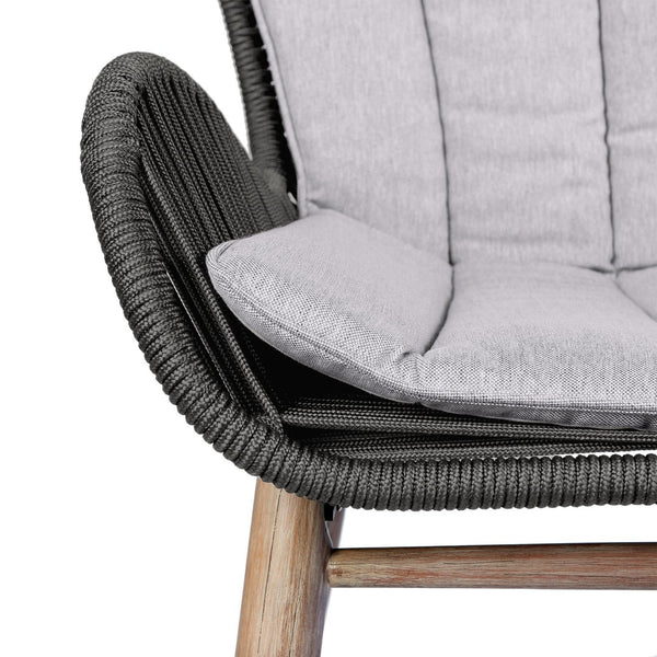 English Elm Mateo Outdoor Dining Chair Solid Eucalyptus Frame with Hand-woven Charcoal Rope Seat B2736P464846