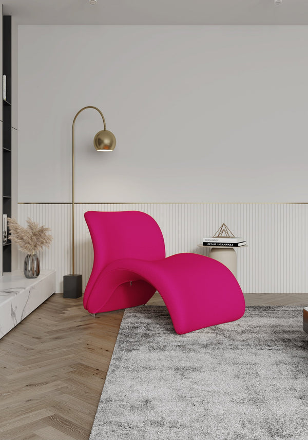 English Elm Rosebud Wool Blend Accent Chair with Geometric Metal Legs, Plush High-Density Foam and Modern Abstract Design Fuchsia B365P398021