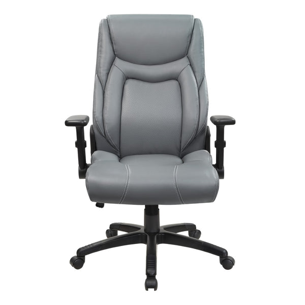 OSP Home Furnishings Exec High Back Bonded Leather Office Chair with Lumbar Support and Pneumatic Lift Grey EC93580-EC42