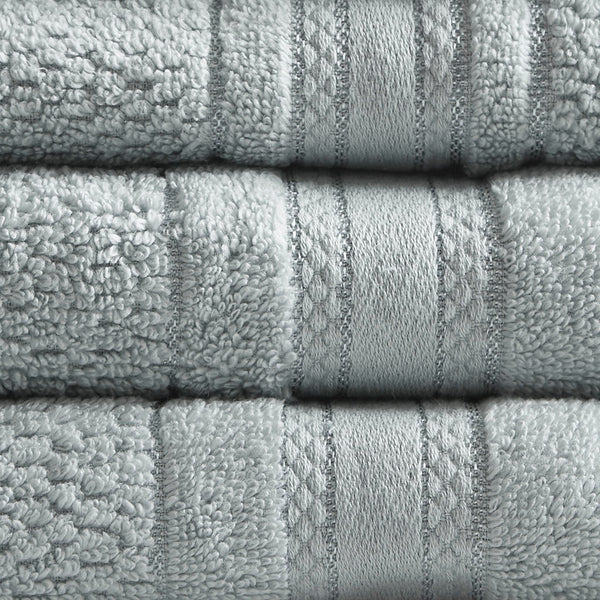 JLA Home Madison Park Essentials - Super Super Soft Cotton Quick Dry Bath Towel Set 6-Piece — Antimicrobial, OEKO-TEX Certified Luxury Silver MPE73-662